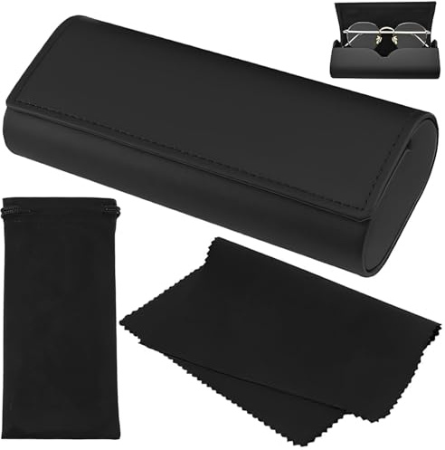 3 Stück Brillenetui Hardcase Groß Damen Herren Brillen Etui Sunglasses Case, Sonnenbrillen Etui, Brillenetui Groß mit Brillenputztuch un