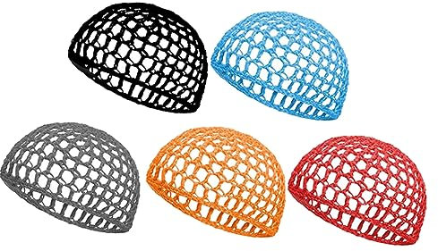 BESTYASH 5stücke Teiliges Handgehäkelte Schlafhaube Haarnetz Für Frauen Und Mädchen Weiches Mesh Haarnetz Sicherer Halt Geeignet Für Lange Lockige Haare Und Extensions Bequem Und Stabil