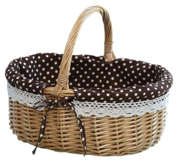 ZMCGNO Cestino da Picnic Contenitore for Il Pane Cestino portaoggetti in Vimini Cappuccetto Rosso Borsa da Picnic in bambù for la Sposa per Picnic, Feste E Barbecue(Picture 1 1)