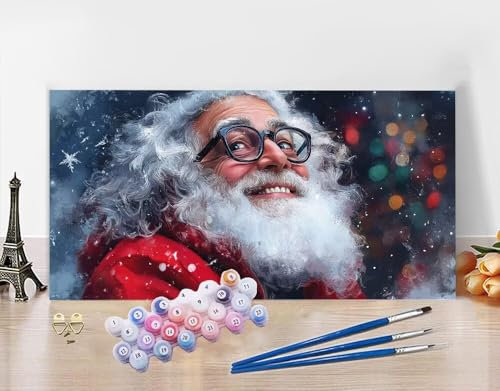 Malen Nach Zahlen Erwachsene Weihnachten DIY Bastelset Erwachsene Frauen Malen nach Zahlen Mann mit Pinsein und Acrylfarbe, Paint by Numbers Anfänger Handgemalt Ölgemälde Kit für Deko 70x140cm N5-505