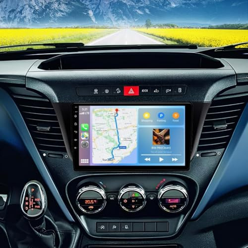 9 Inch Android 13 Car Stereo for Iveco Daily 2014-2021 2 Din Car Radio Receiver IPS Touchscreen with Wired/Wireless Carplay & Android Auto Bluetooth GPS WIFI FM RDS SWC Backup Camera, 2G+32G