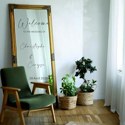 Cartello For Finestra A Specchio Con Nomi Personalizzabili, Adesivi For Pannello Di Benvenuto Con Nome Personalizzato, Con Cartello For Matrimonio, Benvenuto For Matrimonio(35x55cm)
