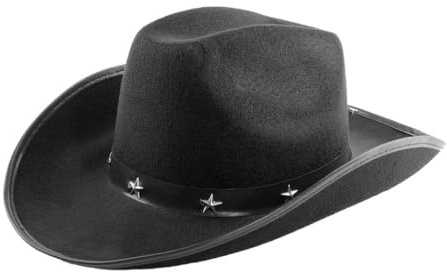 Schwarze Cowboyhüte - 1 Stück Filz Cowgirl Hüte mit Stern - Fun Wild West Verkleidung Zubehör für Junggesellinnenabschiede, Festivals, Events & Gruppenkostüme