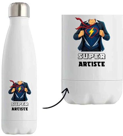 Bouteille Isotherme Super Artiste | Gourde Originale Cadeau Anniversaire Noël Humour fête des mères