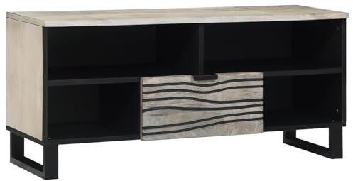 vidaXL Gabinetes y estantes de Almacenamiento de Medios Blanco y Negro, Mueble de Almacenamiento de Sala, gabinete Rectangular de Mango, Estante rústico para TV, Unidad organizadora Duradera