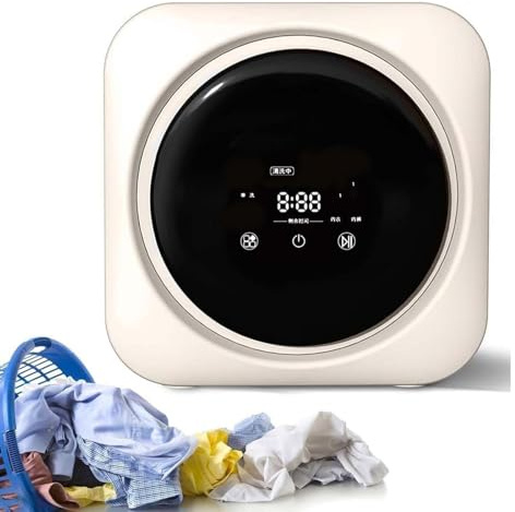 WhAeoy Lavadora Y Secadora PortáTil con Panel Control LCD, Lavadora Integrada 3,5L para Pared O Escritorio, Capacidad Lavado 0,3Kg para Ropa, Ropa Interior, Calcetines Y Prendas PequeñAs,Wall Mounted