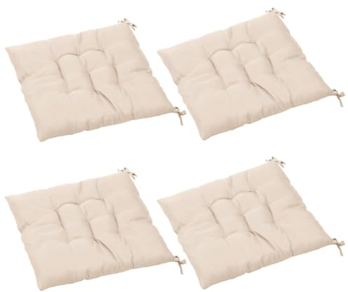 CEWROM Stuhlkissen 4er Set, 40x40cm Gefüllt Sitzkissen mit Bändern, Sitzkissens Sitzpolster Stuhl Sitzkissen Esszimmerstuhl Sitzauflage Stuhl für Indoor Outdoor Bürostuhl Sitzpolst (Hellhautbraun)