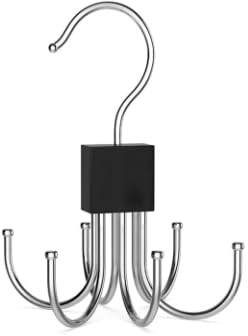 4 pièces Rangement pour Ceintures, 360 degrés cintres Peu encombrants avec 6 Crochets, Porte-Ceintures pour Armoire, Organiseur de Ceintures, cintres pour Cravates, Foulards, écharpes et Sacs