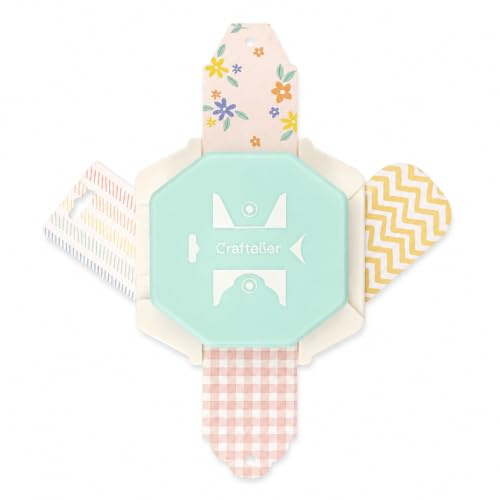 Craftelier - Perforadora para Etiquetas Decorativas 4 en 1, Troqueladora para Manualidades y Scrapbooking con 4 Diseños Creativos para Papeles con Gramajes 100 a 300 g/m², Crea Tags de 4 y 3 cm