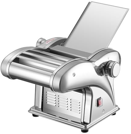 Máquina eléctrica para hacer pasta – Máquina automática de fideos de acero inoxidable con 8 ajustes de grosor ajustables, salida rápida de fideos para espaguetis caseros, pieles de albóndigas, wontons