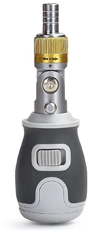 Tofelf Mini cacciavite a cricchetto 8 in 1, design a cricchetto a 3 posizioni, set di attrezzi multifunzione portatile con blocco direzionale, grigio