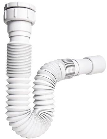 CABLEPELADO - Sifón Extensible y Flexible para Lavabo o Fregadero | Diámetros de Rosca 1 1/4 y 1 1/2 | Salida Adaptable Ø40 - Ø50 mm | Diseño Corrugado para Espacios Reducidos | Blanco