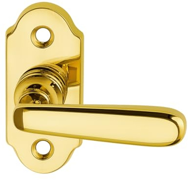 ALSTEN TECH Fenstergriff ALT WIEN Fensterbeschlag klassisch Messing Poliert | Retro Design Messinggriff langlebig, stabile Konstruktion einarmig klein Montageset