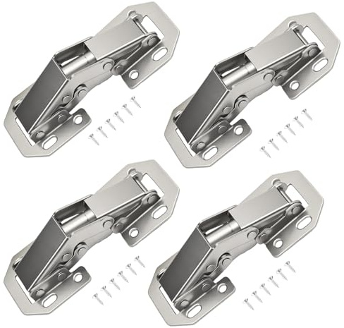 Hoypeyfiy 4 Pack 90 Degree Close Hinges, Board Thicknesses of 8–16 mm, Soft-Close Cabinet Hinges, Versatile Surface-Mount Hinges, for Kitchen Cabinets and Home Furniture