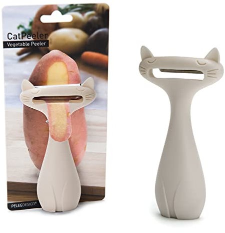 PELEG DESIGN - Kätzchen Gemüseschäler in weiß | Der süße Kartoffelschäler | Schäler mit Klinge aus Edelstahl | Multifunktions Gemüseschäler | Geschenk zu Weihnachten, Geburtstag