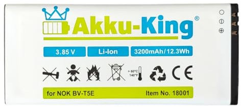 Akku-King Akku kompatibel mit Microsoft/Nokia BV-T5E - Li-Ion 3200mAh - für Lumia 940, 940 XL, 950, 950 Dual SIM, RM-110, RM-1104, RM-1106