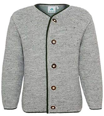Isar-Trachten Jungen Kinder Strickjanker hellgrau, HELLGRAU, 128