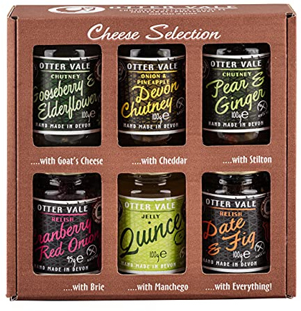 Otter Vale - Cheese Selection, Six Companions for Your Cheese, Hand-Made in Devon, Gluten-Free, 6 x Glass Jars, Total 595g | Six Companions for Your Cheese, Hand-Made in Devon, Gluten-Free