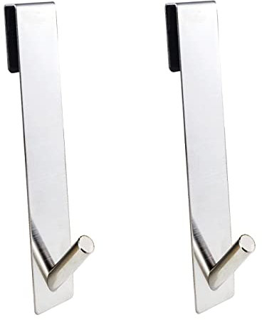 Eidoct Extended Shower Door Hooks, 7-Inch Over Door Hooks for Bathroom Frameless Glass Shower Door,Rack Hooks,Towel Hooks (2, Silver)