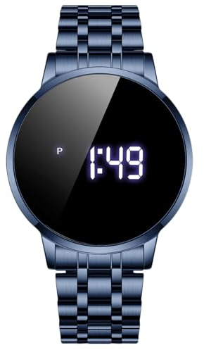RORIOS Herren Digitaluhr Touchscreen Armbanduhr Quartz Uhr mit Edelstahlarmband Elektronische Uhr für Herren