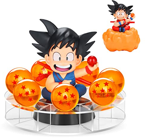 Lenporl DBZ Dragon Ball Action Figure Toys with 1.4 Inch Crystal Stars Dragon Ball and Transparent Base, Goko Action Figure with Gift Box for Birthday Gifts