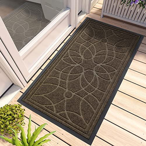 DEXI Felpudo Entrada Casa 60 x 120 cm, Felpudos Exterior Antideslizante y Lavable, Impermeable Alfombra Atrapar Suciedad para Puerta Principal, Balcón, Jardín, Marrón