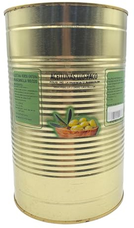 Aceitunas Manzanilla Sabor Anchoa - Aceitunas con Hueso - Lata de 2,4 kg - Aceitunas Sevillanas Calidad Extra Llo-Paco