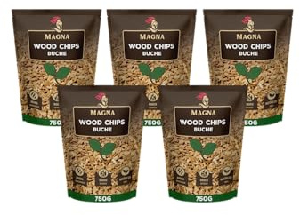 Magna Premium Wood Chips Set - 3,75 KG - Räucherchips, Smokerchips - 100% Natürlich - für Holzkohlegrill, Elektrogrill, Gasgrill in Räucherbox (Holz (Buche))