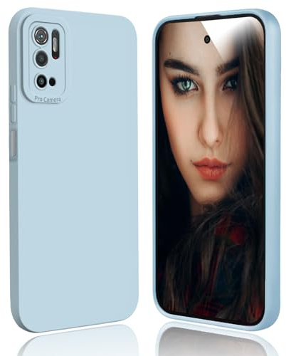 DESSEN Hülle für Xiaomi Redmi Note 10 5G / Poco M3 Pro 5G Handyhülle - Silikon Schutzhülle Stoßfest Kameraschutz Protection Case Dünn Weiche TPU Bumper Cover Anti-Fingerabdruck, Hellblau