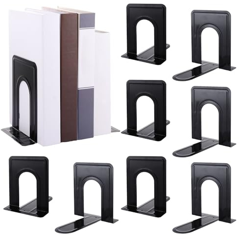 CYEER 10 PCS Book ends, Heavy Duty Bookends for Shelves, Anti-slip Base Small Book Organizer Holder for School Supplies Library Books Office, 5 Pairs