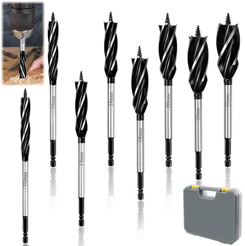 KXVXXV Professional Holzbohrer Set, Holzarbeiten Schlangenbohrer 10mm/12mm/14mm/16mm/18mm/20mm/22mm/25mm, Schneckenbohrer Selbstvorschub Schnellschnitt Holzbearbeitungsbohrer Set