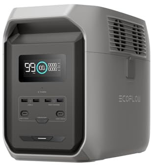 EcoFlow Centrale Elettrica Portatile DELTA 3 1500, batteria LFP da 1536 Wh, ricarica completa in 1,5 ore, 1800 W (3.600 W in sovratensione), generatore solare per backup domestico, emergenza, camper
