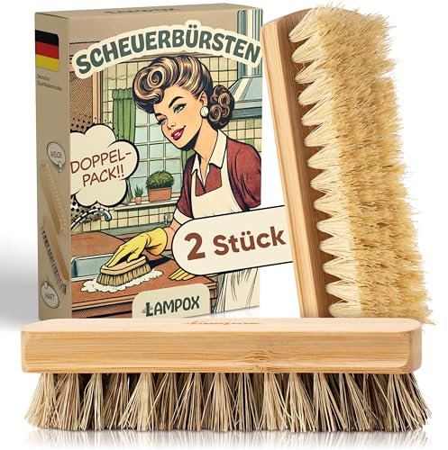 lampox® Lot de 2 brosses à récurer avec poils durs et doux • Brosse à tapis, brosse à racine, brosse à récurer, brosses de nettoyage, brosses de nettoyage