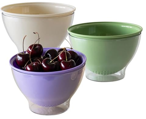 Panier égouttoir pour fruits | Petit bol passoire 3 x | Passoire d'évier pour pâtes alimentaires, baies, double couche, gain de place pour le lavage