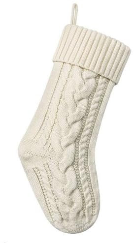 Vocdikficy Gestrickte Weihnachtsstrümpfe für die Familie - Weiße Socken zum Aufhängen Am Kamin