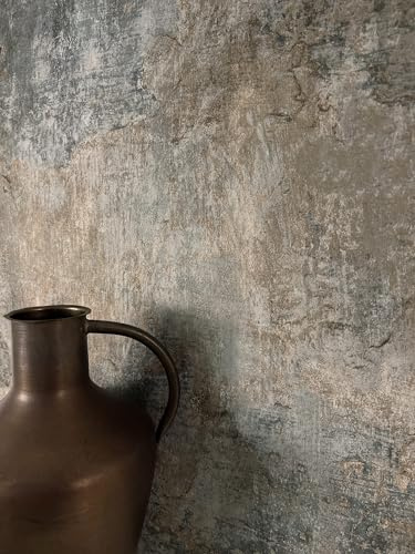 Newroom Vliestapete Taupe Betontapete Industrial Loft Wohnzimmer | Verwitterte Sichtbetonoptik, raue Putzstruktur, warmes Graubraun, Mustertapete Schlafzimmer, Skandinavisch