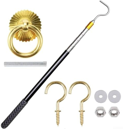 Barra retráctil para abridor de ventanas para escalera de ático, kit de sistema de extracción de 56 a 164 cm, ajuste de longitud fácil