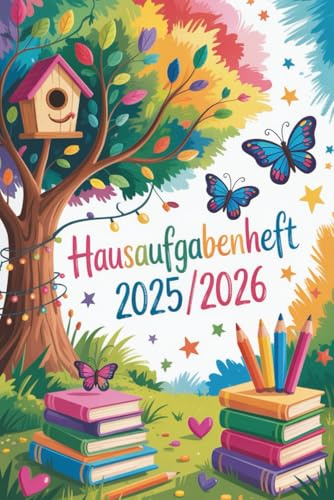 HAUSAUFGABENHEFT: 2025 2026 Mit Datum | Schulplaner Gymnasium Grundschule Teenager Mädchen Jungen