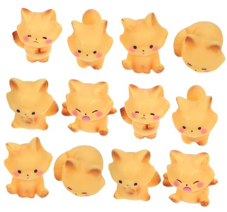 Figurine Petit Renard en Résine 12pcs, Décor Compact, Détails Réalistes | Ornement de Renard pour Jardin Féerique, Accessoires de Jardin Féerique, Ornement de Terrarium Renard