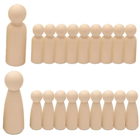 GOEDCH 20 figuras de madera grandes para pintar: conos de madera de 90 mm, decoración DIY, conos de figuras de madera para bodas o decoración de cumpleaños, diseño individual para una decoración