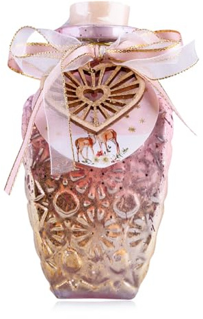 Accentra Schaumbad ROMANTIC DREAMS in Glasflasche mit Herzdeko, 240ml Badeschaum & Duschgel, Duft Vanilla Rose, rosa-perlmutt, Wellness Geschenk für Frauen zu Weihnachten