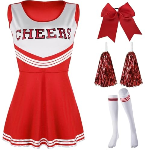 XIEHYA Cheerleader Kostüm Damen-Kleidersets Cheerleading-Kleiderkostüme Cheerleading-Performance-Kostüme Cheerleading-Uniformen for Partybedarf(Red,XS)