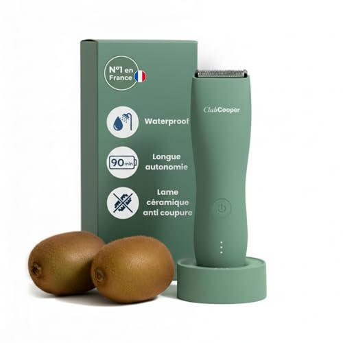Tondeuse Intime Homme ClubCooper – Tondeuse Corps Homme Parties Intimes – Rasoir Électrique Anti-Coupures Zones Sensibles – Lame Céramique Waterproof – Pubis Testicules – 0/3/6/9/12mm USB (Vert)