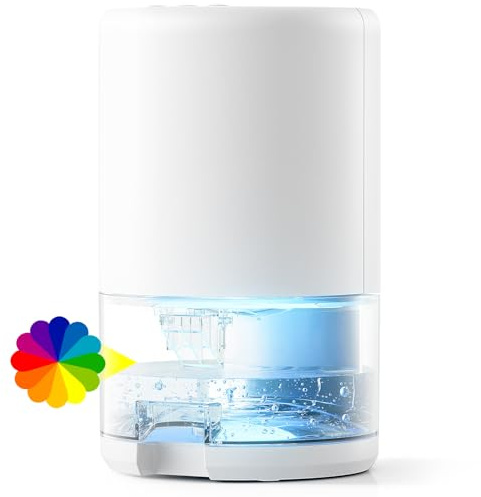 Dehumidifiers for Home, 1L Dehumidifier for Bedroom, Auto Off&7 Color Led Lights Portable Dehumidifier, Ultra Quiet for Drying Clothes Wardrobe Bathroom（550ML/Day）