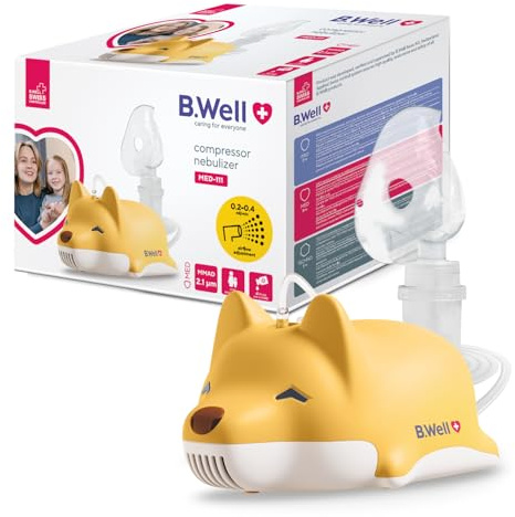 B.Well MED-111 inhalateur | Nébuliseur Compresseur pour Enfants et Adultes | Qualité suisse • Technologie compresseur pour inhalation efficace • Débit réglable • Soin des voies respiratoires à domicile