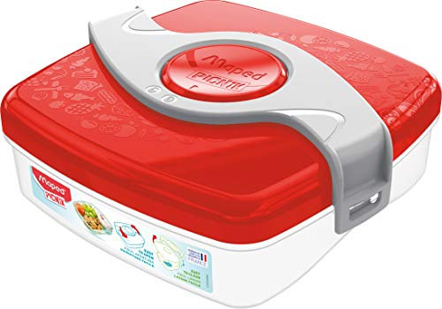 Maped Picnik Origins - Boîte à Goûter Compacte pour Enfants - Ouverture et Nettoyage Facile - Plastique Sans BPA ni Phtalates - Rouge - 520ml