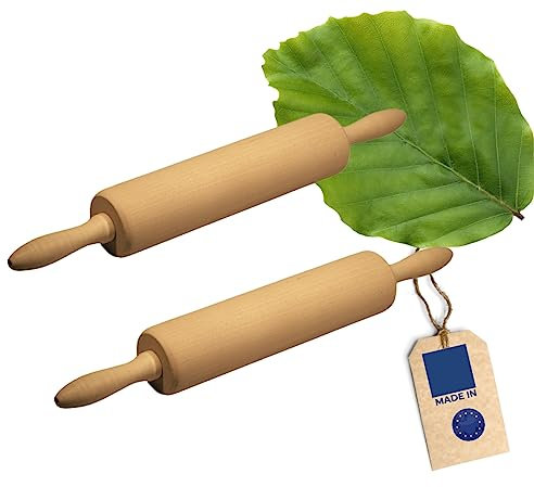 2x HOFMEISTER® Profi-Teigrolle mit Metallachse, 40 cm, plastikfrei Kochen & backen, Robustes Nudelholz, Teig schnell & gleichmäßig ausrollen, für jedes Backblech geeignet