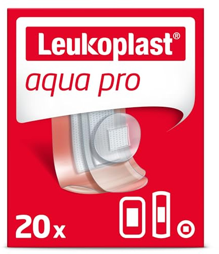 Leukoplast Aqua Pro Breathable Waterproof Adhesive Bandage with Secure Fixation - Assorted Sizes Box of 20-76457-08