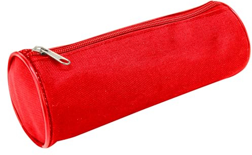 Waytex 931281 Trousse Fourre Tout Ronde 21cm Diamètre 7.5cm Textile Rouge uni