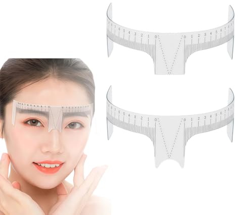 QUUPY Lot de 2 règles à sourcils - Pour le positionnement des sourcils - Réutilisables - Pour tatouage, nez, positionnement des sourcils - Transparent